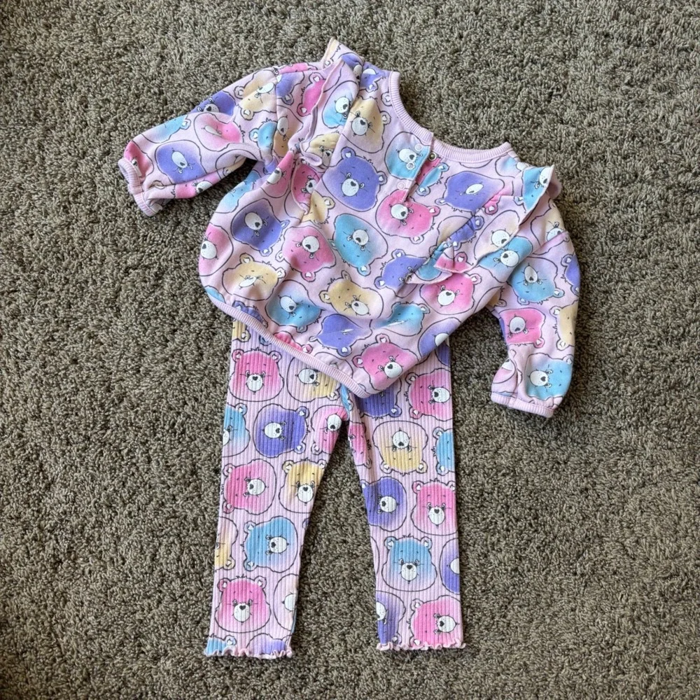 Care Bears Baby Ruffle Sweatshirt and Ribbed Leggings Set Pink 12M
